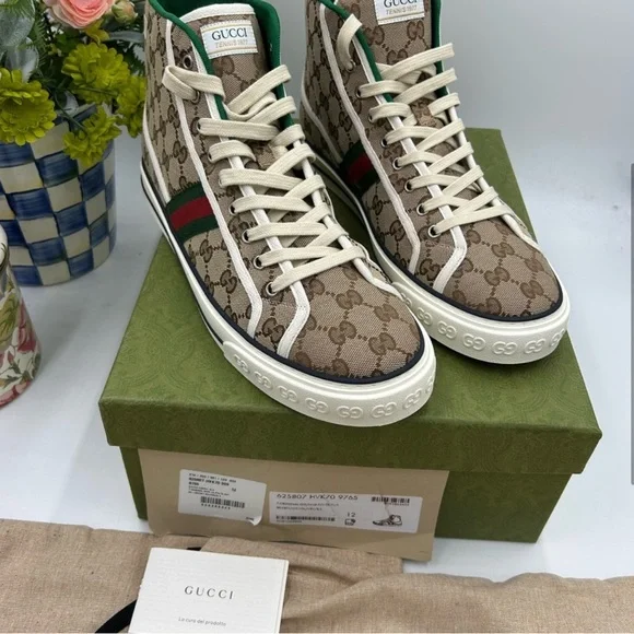 Men’s Gucci 1977 tennis high top sneakers size 12 made in Italy